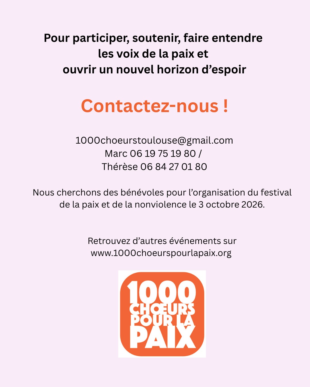 Coordonnées 1000 choeurs